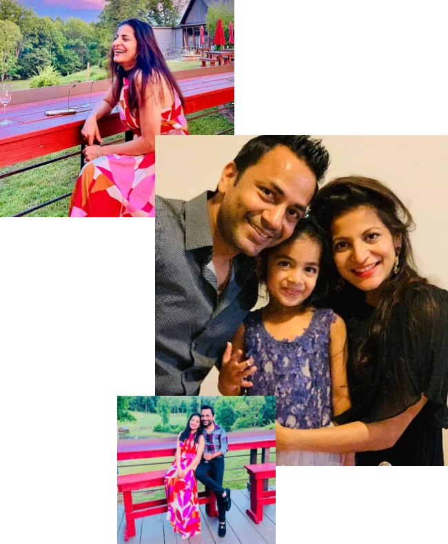 Dr. Nilu Bhadani with her husband and daughter